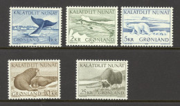 Greenland Sc# 71-75 MNH 1969-1976 1k-25k Animals - Unused Stamps