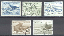 Greenland Sc# 71-75 Used 1969-1976 1k-25k Animals - Usati