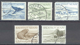 Greenland Sc# 71-75 Used 1969-1976 1k-25k Animals - Usados