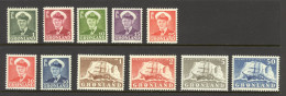 Greenland Sc# 28-38 MNH 1950-1960 Frederik IX, Polar Ship Gustav Holm - Unused Stamps