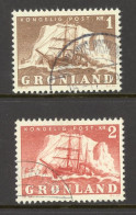 Greenland Sc# 36-37 Used 1950 1k-2k Polar Ship Gustav Holm - Oblitérés