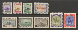 Greenland Sc# 10-18 MH 1945 Harp Seal, Christian X & Dog Team - Neufs