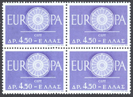 Greece Sc# 688 MNH Block/4 (extended Serif A On 2) 1960 Europa - Neufs