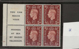 1937 MH GB, Booklet Pane With Selfedge - Neufs