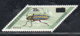 EL SALVADOR 1976 AEREO AIR POST MAIL AIRMAIL INSECTS BEETLES ELATERIDA SURCHARGED 25c On 3col MNH - Salvador