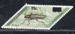 EL SALVADOR 1976 AEREO AIR POST MAIL AIRMAIL INSECTS BEETLES ELATERIDA SURCHARGED 25c On 3col MNH - Salvador