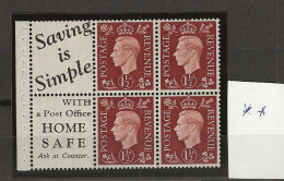 1937 MNH GB, Booklet Pane With Selfedge - Nuevos