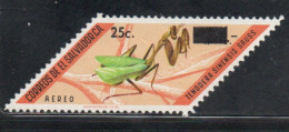 EL SALVADOR 1976 AEREO AIR POST MAIL AIRMAIL INSECTS BEETLES TENDERA SINENSIS SAUSS SURCHARGED 25c On 4col MNH - Salvador