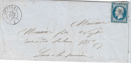 0014. LAC N°14 Ty. I Bleu-laiteux - PC. 2893 & Càd Seyssel (AIN) à Lons Le Saunier (JURA) - Oct. 1855 - 1849-1876: Période Classique