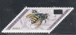 EL SALVADOR 1976 AEREO AIR POST MAIL AIRMAIL INSECTS BEETLES EULALEMA DIMIDIATA LINN SURCHARGED 25c On 2col MNH - Salvador