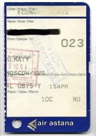 Boarding Pass / Avion / Aviation / Air Astana / 2009 / Kazakhstan - Carte D'imbarco