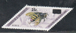 EL SALVADOR 1976 AEREO AIR POST MAIL AIRMAIL INSECTS BEETLES EULALEMA DIMIDIATA LINN SURCHARGED 25c On 2col MNH - Salvador