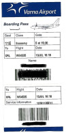 Boarding Pass / Avion / Aviation / Varna Airport / Bulgaria - Bordkarten