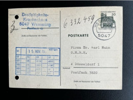GERMANY 1966 POSTCARD WESSELING TO DUSSELDORF 14-11-1966 DUITSLAND DEUTSCHLAND - Cartes Postales - Oblitérées