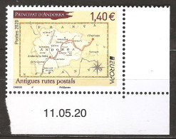 Andorre Français 2020 N° 844 ** Europa, Europe, Emission Conjointe, CEPT, Carte, Géographie Route Postale Rose Des Vents - Nuevos