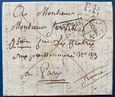 Lettre 1828 Marque Hollandaise "PP/ GEND "+  " (8/AED) " + Griffe " PAYS BAS PAR LILLE " + 10 Sols Au Dos Pour PARIS TTB - 1815-1830 (Dutch Period)