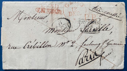 Lettre 1828 Marque Hollandaise Rouge "GEND/FRANCO " Annulée + PP +(8/AED) + Càd +" PAYS BAS PAR LILLE " + Pour PARIS RR - 1815-1830 (Periodo Holandes)