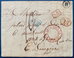 Lettre 1837 De JAUCHE Boite Rurale H + Dateur 18 De JODOIGNE + SR + B4R + BELGIQUE Par VALENCIENNES Pour MEURSAULT R - 1830-1849 (Belgique Indépendante)