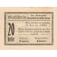 Autriche, Landfriedstetten, 20 Heller, Texte 1, 1920-12-31, SUP, Mehl:FS 499Ib - Oesterreich