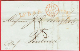 LAC De Rotterdam (Pays-Bas) Pour Toulouse (31) - 5/8/1851 - CAD 15 + Marque Entrée Pays-Bas 2 Valnes 2 + TM 18 + LPB4R - Marques D'entrées