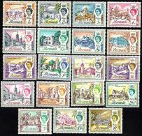 BERMUDA HISTORICAL BUILDINGS  QEII HEAD WOMAN 1962 SET OF 19 STAMPS CV£30 MINTLH SG163-179 READ DESCRIPTION!! - Bermuda