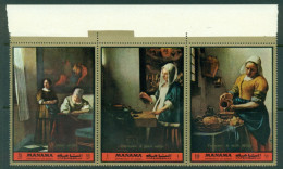 Manama 1972 Mi#1135-1137 Paintings By Jan Vermeer MUH - Manama