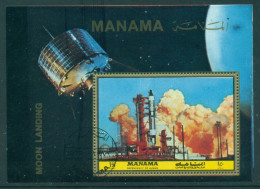 Manama 1972 Mi#MS208A First Manned Landing On The Moon MS CTO - Manama