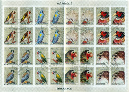 Manama 1972 Mi#1040B-1047B Birds IMPERF Sheet (folded)CTO - Manama