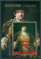 Manama 1972 Mi#MS199A Paintings By Rembrandt, Self-Portrait MS CTO - Manama