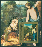 Manama 1972 Mi#MS187B Paintings Of European Masterpieces Gold Frame MS IMPERF CTO - Manama