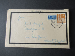 Bizone 1949 Bauten Nr.74 Wg EF Drucksache / Todesanzeige Oberlehrer Aus Dombühl, Sulzberg, Allgäu - Storia Postale