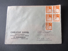 Bizone 1948 Bauten Nr.74 Wg (5) MeF Fernbrief Umschlag Christof Sippel Textilwaren Nürnberg / Stempel Nürnberg 2 BA - Storia Postale