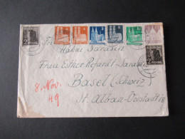 Bizone Bauten 1949 MiF Mit Kontrollrat Tagesstempel Mülheim (Ruhr) Nach Basel Schweiz / Auslandsbrief - Brieven En Documenten