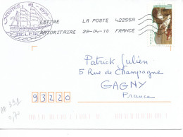 FRANCE  AA 391 THEME MUSIQUE HARPE Sur Petite Enveloppe Entière OBL. 2010 /TAMPON BELEM/ à Voir - Lettres & Documents