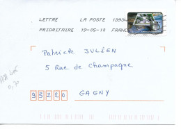 FRANCE  AA 406 De 2010 THEME " L'  EAU " Eau De Source Cascade Sur Petite  Enveloppe Entière OBL. 2010 /LOT A - Storia Postale