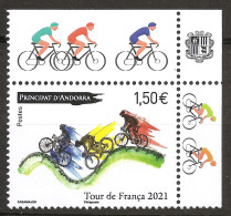 Andorre Français 2021 N° 862 ** Sport, Cyclisme, Vélo, Tour De France, Montagnes, Maillot Jaune, Cavendish Tadej Pogačar - Nuevos