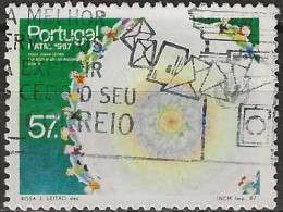 PORTUGAL 1987 Christmas. Children's Paintings - 57e. - Children Dancing Around Sunburst (Rosa J. Leitao) AVU - Used Stamps