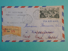AH0 AOF FRANCE BELLE LETTRE 1946  1ER VOL PARIS RIO BRAZIL A ST LOUIS SENEGAL  +AFF. PLAISANT++ + - Covers & Documents