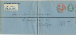 GB 1909, EVII Compound Stamping 4d Orange And ½d Blue-green Large Stamped To Order Postal Stationery Registered Envelope - Briefe U. Dokumente