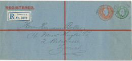 GB 1908, EVII Compound Stamping 4d Orange And ½d Blue-green Large Stamped To Order Postal Stationery Registered Envelope - Covers & Documents