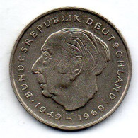 GERMANY - FEDERAL REPUBLIC, 2 Mark, Copper-Nickel, Year 1975-G, KM # 127 - 2 Marcos