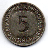 GERMANY - FEDERAL REPUBLIC, 5 Mark, Copper-Nickel, Year 1992-D, KM # 140.1 - 5 Marchi