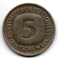 GERMANY - FEDERAL REPUBLIC, 5 Mark, Copper-Nickel, Year 1993-J, KM # 140.1 - 5 Marchi