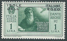 1932 EGEO POSTA AEREA DANTE 1 LIRA MH * - RC14-8 - Egée