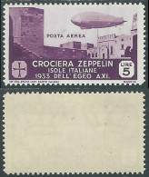 1933 EGEO POSTA AEREA ZEPPELIN 5 LIRE MH * - RC14-9 - Egée