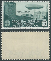 1933 EGEO POSTA AEREA ZEPPELIN 10 LIRE MH * - RC14-9 - Egeo