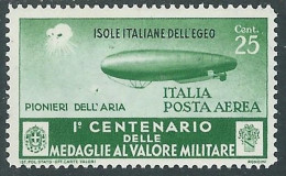 1934 EGEO POSTA AEREA MEDAGLIE 25 CENT MH * - RC14-5 - Aegean