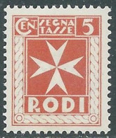 1934 EGEO SEGNATASSE 5 CENT MNH ** - RC15-4 - Ägäis