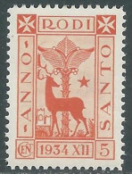 1935 EGEO ANNO SANTO 5 CENT MNH ** - RC15-3 - Aegean