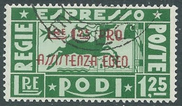 1943 OCCUPAZIONE TEDESCA EGEO ESPRESSO USATO PRO ASSISTENZA 1,25 LIRE - RC14-8 - Ägäis (Dt. Bes.)